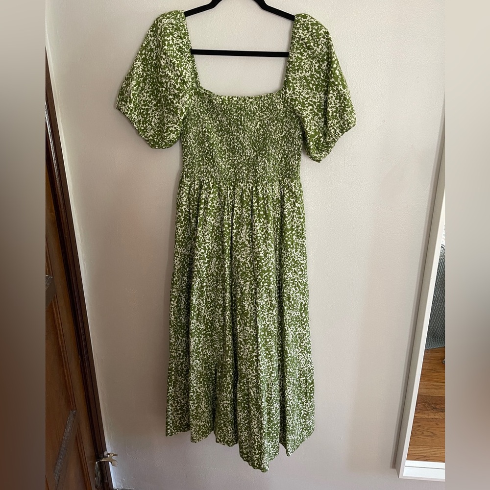 Abercrombie & Fitch Emerson Poplin white and green midi dress